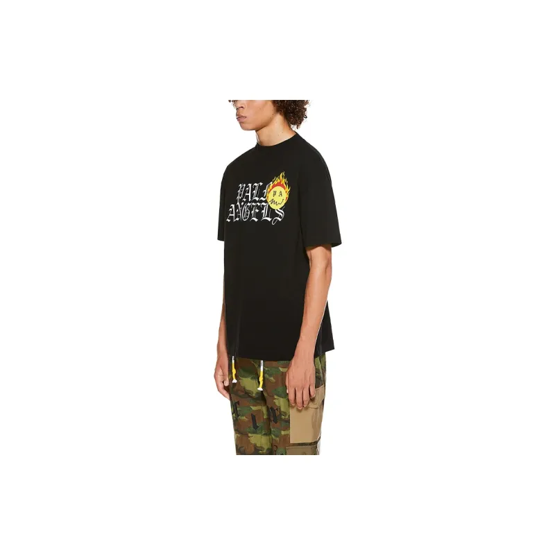 PALM ANGELS Burning Head Logo Print T shirt-4