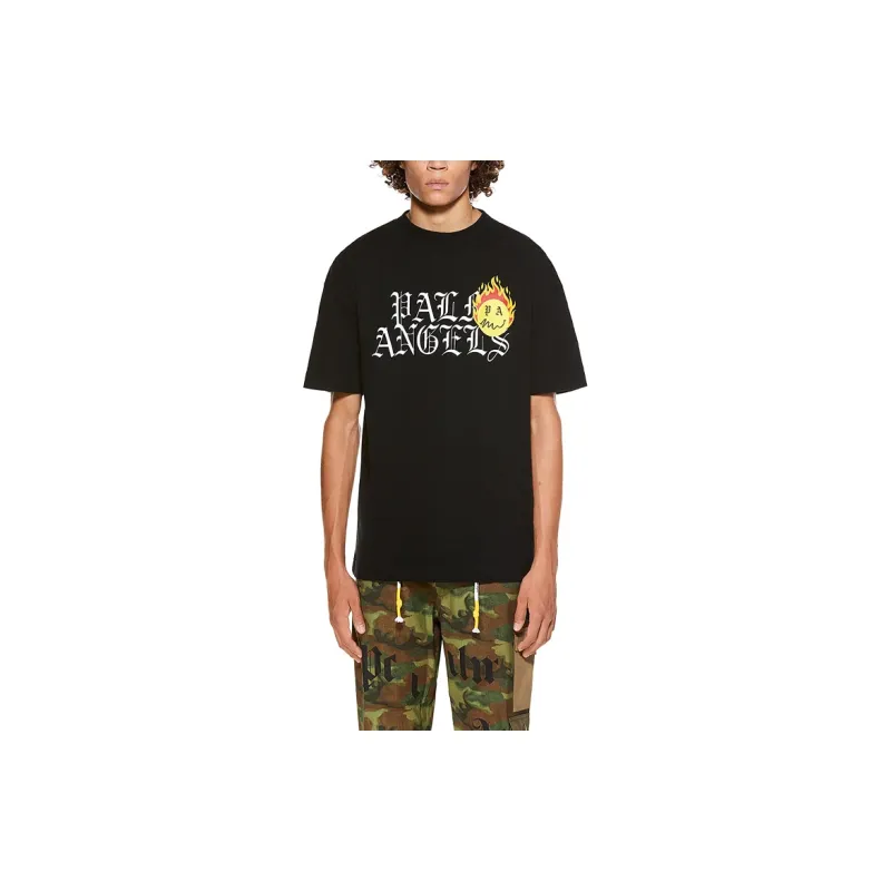 PALM ANGELS Burning Head Logo Print T shirt-2