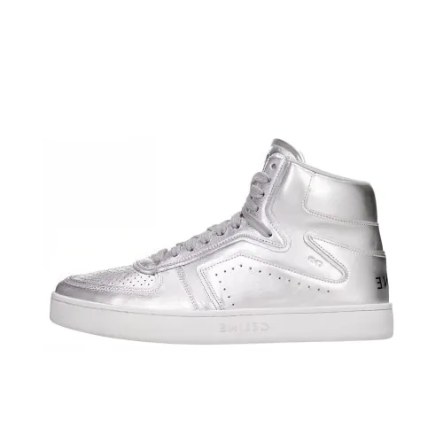 CELINE Skateboard Shoes Men High-Top Silver