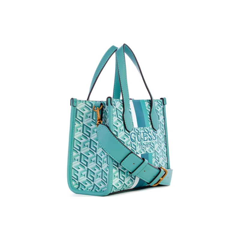 GUESS Artificial Leather Tote Bag Shopping Bag Handbag Mini Women's Green-1