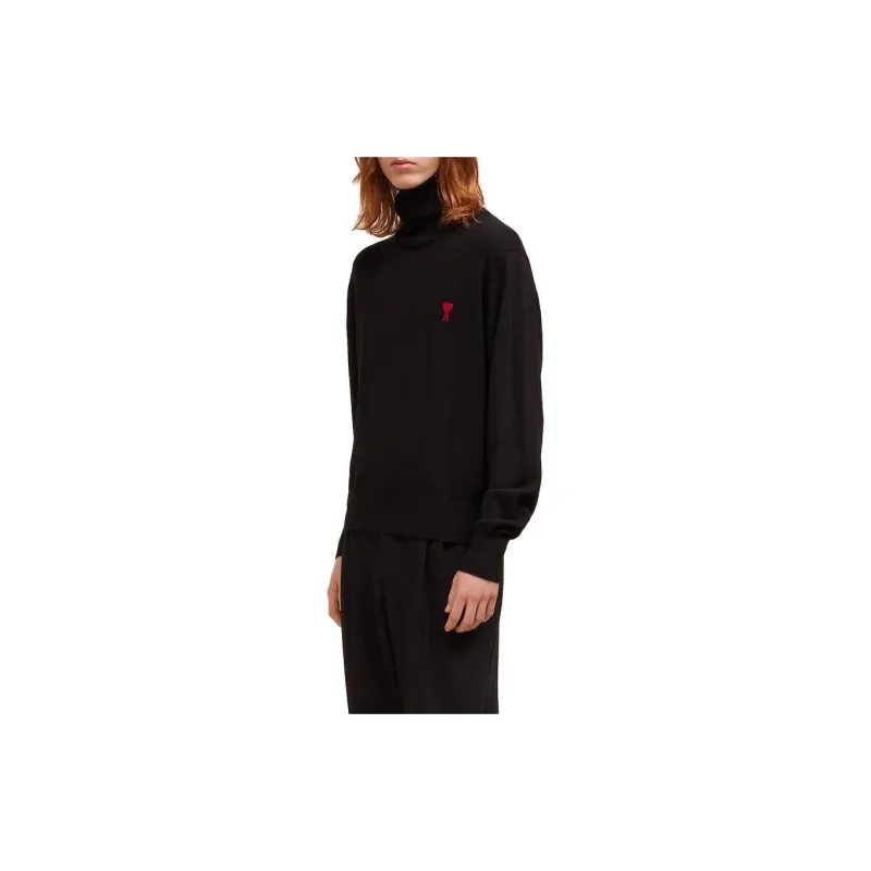 Ami Paris Ami De Coeur Embroidery Turtleneck Sweater-3