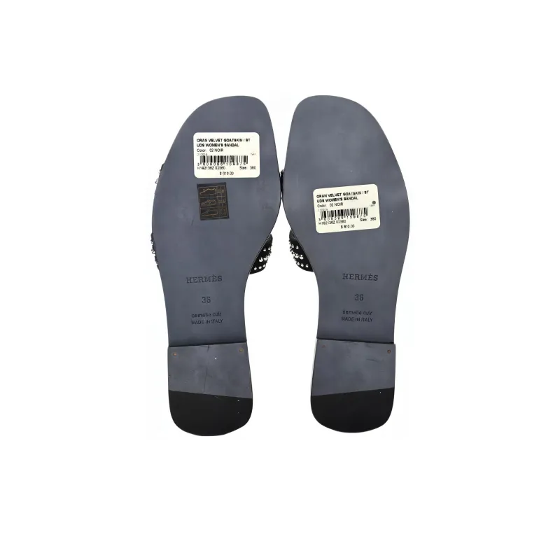 HERMES Oran Slide Slippers Women's Black-4