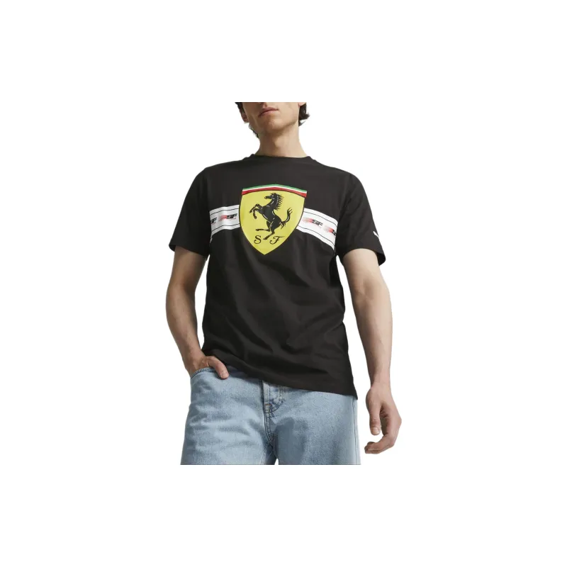 PUMA Ferrari Race Heritage Big Shield T Shirt T Shirt Men's Black-3