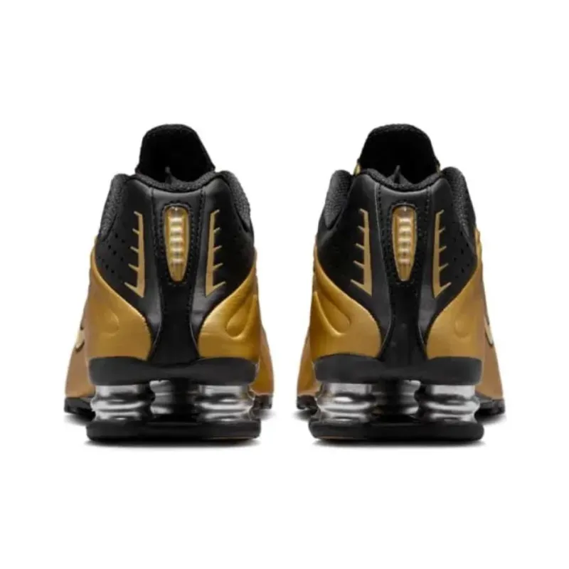 Nike Shox R4 Black Metallic Gold Women's-4
