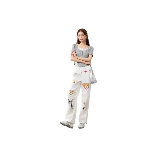 Love to serve Casual Pants Women's Full Width White