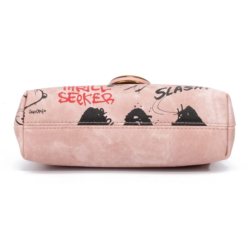 SNOOPY PU Crossbody Bag Shoulder Bag Regular Women's Blue/Pink-11