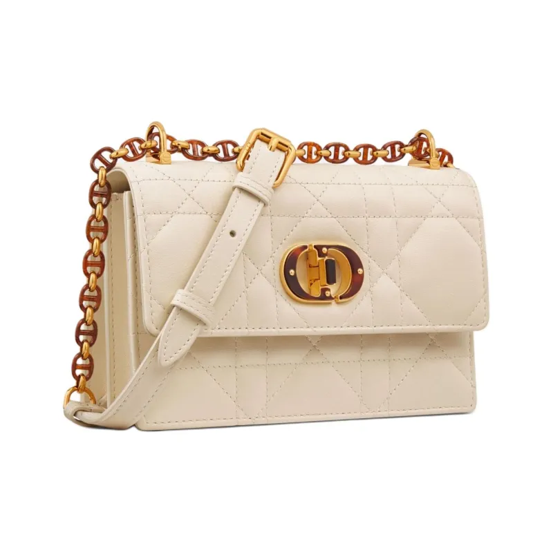 DIOR Lambskin Portable Crossbody Bag, Shoulder Bag Mini Women's Gray Ivory-1