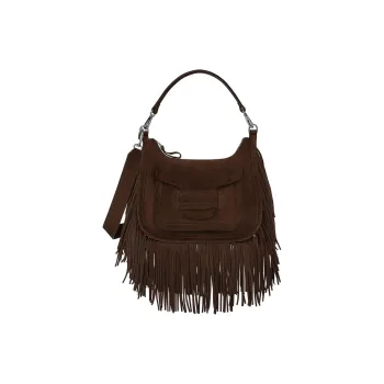 PIERRE HARDY Suede Patchwork Calfskin One Shoulder Handbags Women's Chocolate