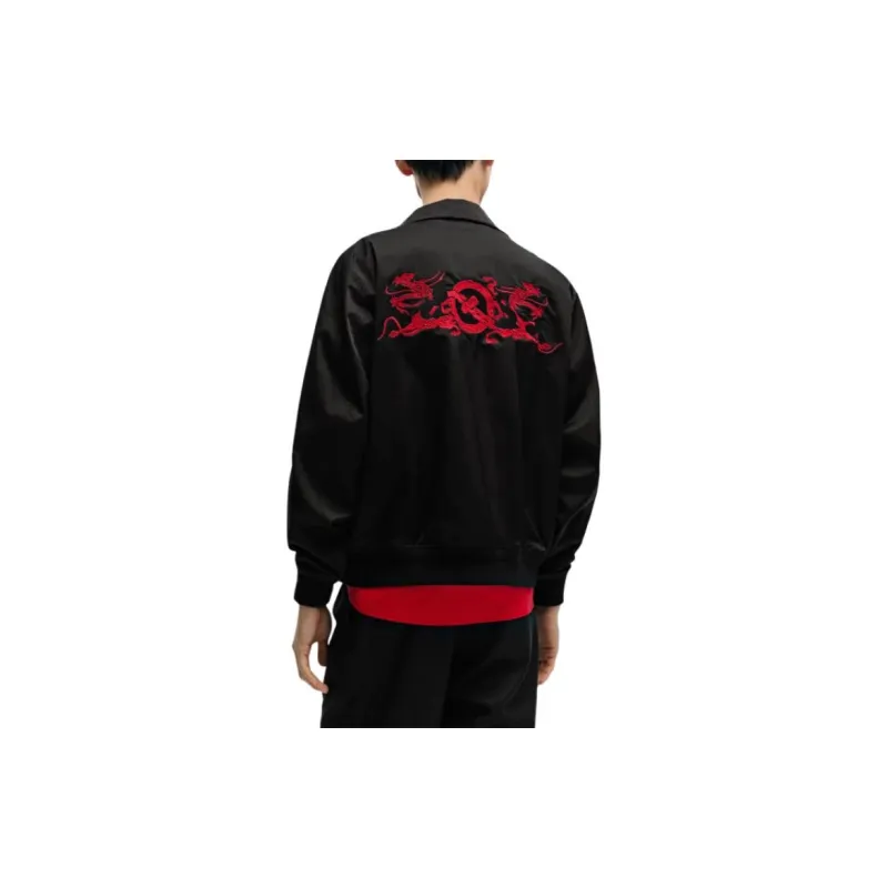 HUGO BOSS Satin Jacket In A Regular Fit With Special Artwork Jackets & Coats Unisex Black-2