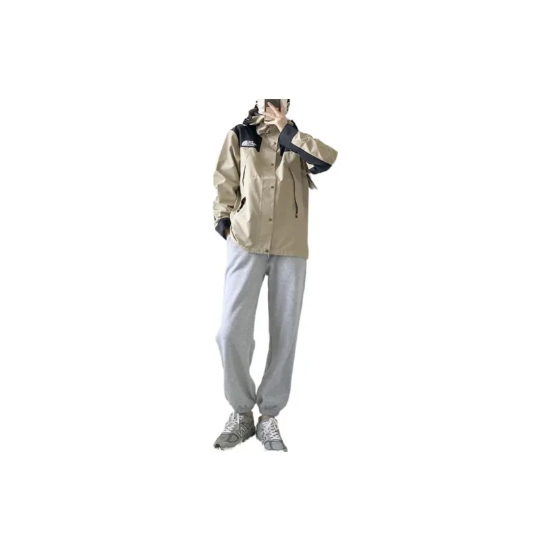 THE NORTH FACE Outdoor Hiking Waterproof And Windproof Windbreaker Jacket Unisex Khaki-4