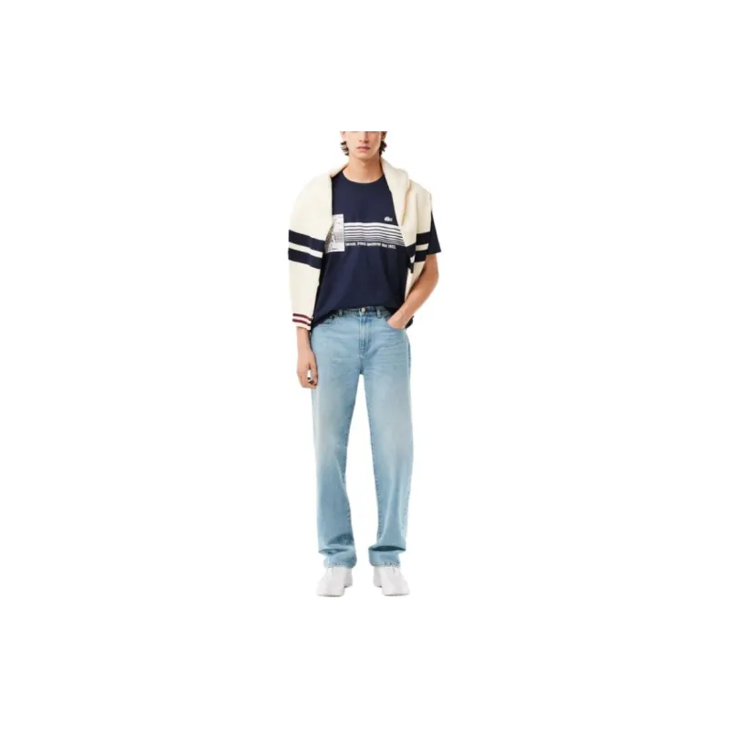 LACOSTE Blue Cotton T shirt-1