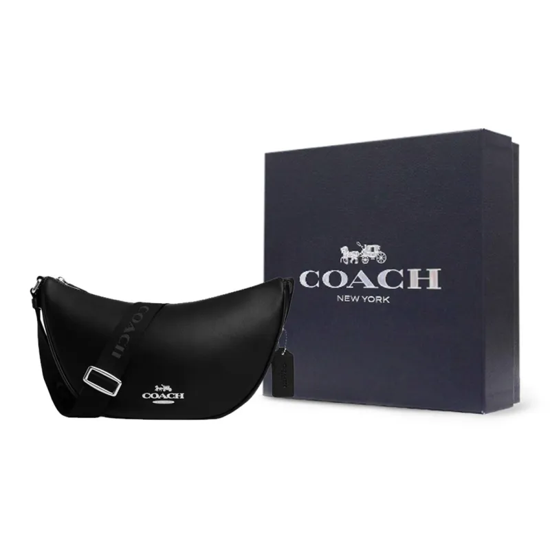 COACH Calfskin Crossbody Bag, Shoulder Bag Large Size Women's Black-9