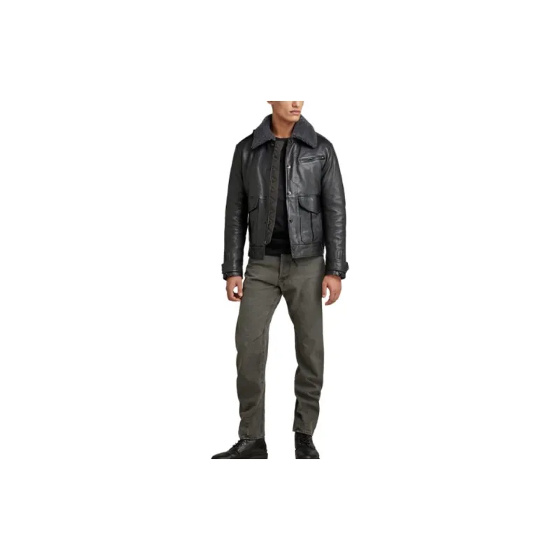 G-STAR RAW Leather Jackets Men Black-1