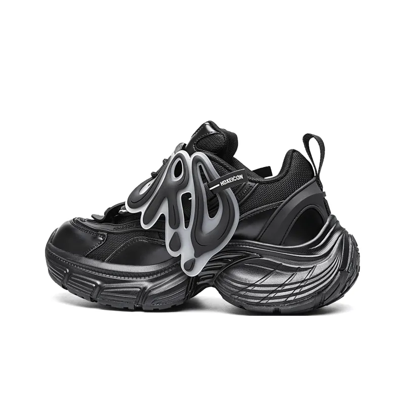 ORD Anti Slip Wear Resistant Impact Resistant Lightweight Low Top Chunky Sneakers Unisex Black-0