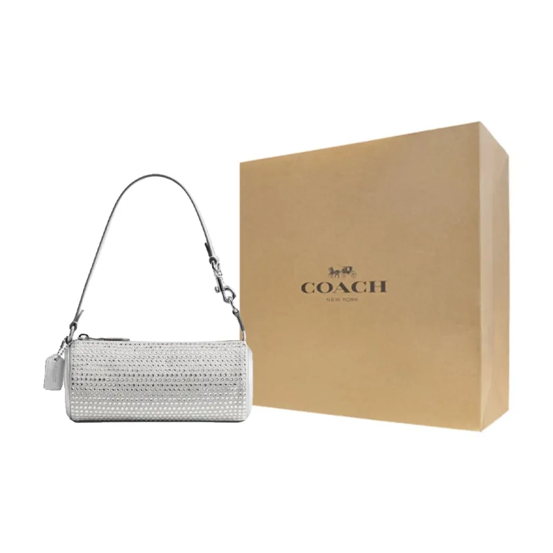 COACH Nolita Fabric With Cow Leather Portable Crossbody Bag, Shoulder Bag Regular Women's Silver-4