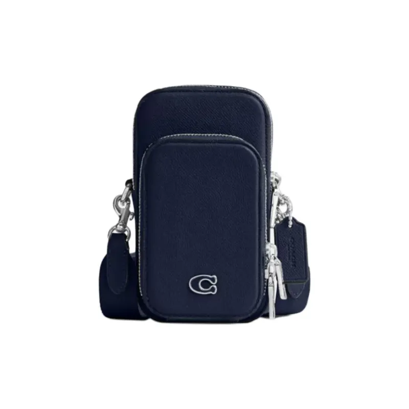 COACH Cross Grain Leather Shoulder Bag, Crossbody Bag Mini Men's Dark Blue-0