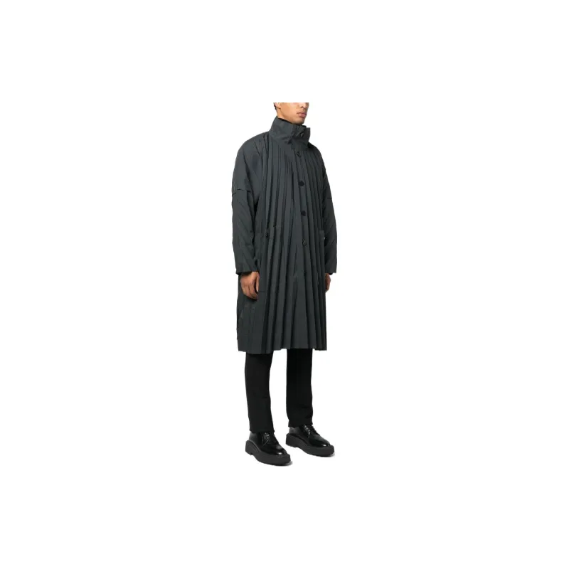 Homme Plissé Issey Miyake Trench Coats Men Black-3
