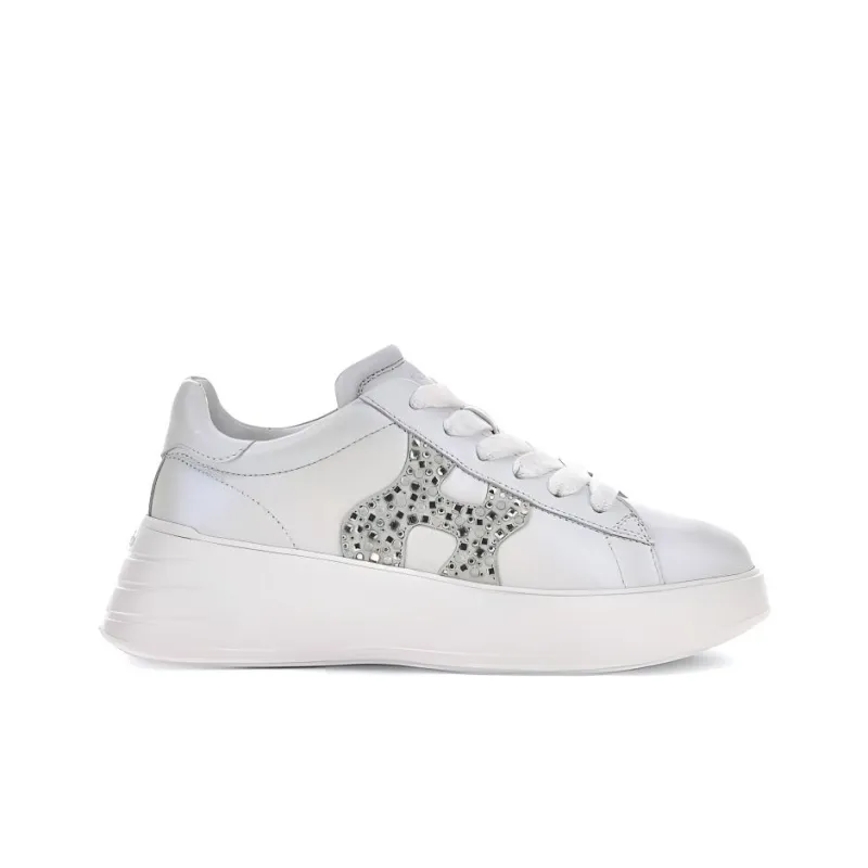 HOGAN Rebel Skateboard Shoes Women's Low-Top White/Silver-1
