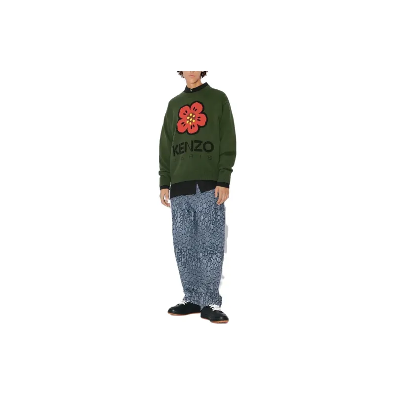 KENZO Boke Flower Logo Intarsia Crewneck Jumper-4