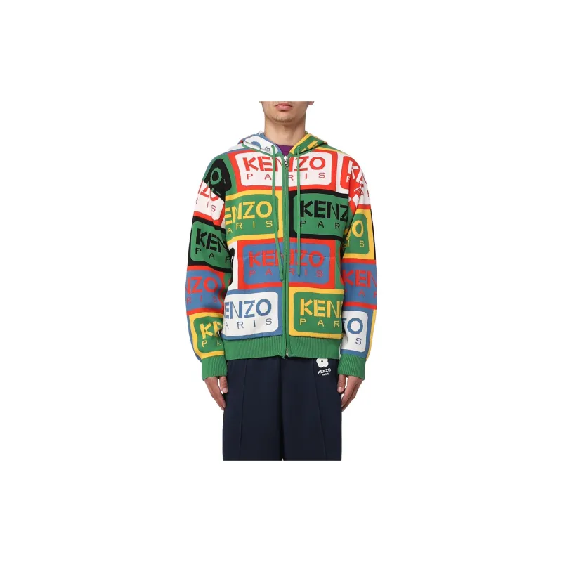 KENZO Zipped Drawstring Knitted Hoodie-1