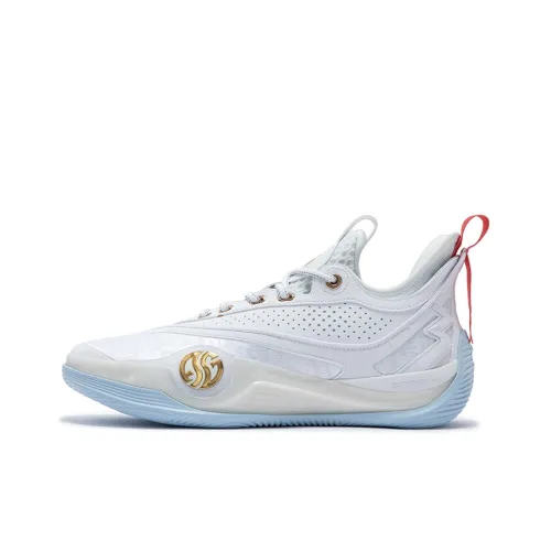 361° Zen VI PRM Baijiu Cushioned Wear Resistant Slip Resistant Low Top Basketball Shoes Men's White Gold