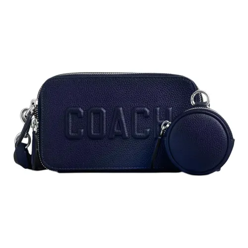 COACH Charter Polished Pebbled Leather Crossbody Bag Shoulder Bag Small Size Men's Dark Blue
