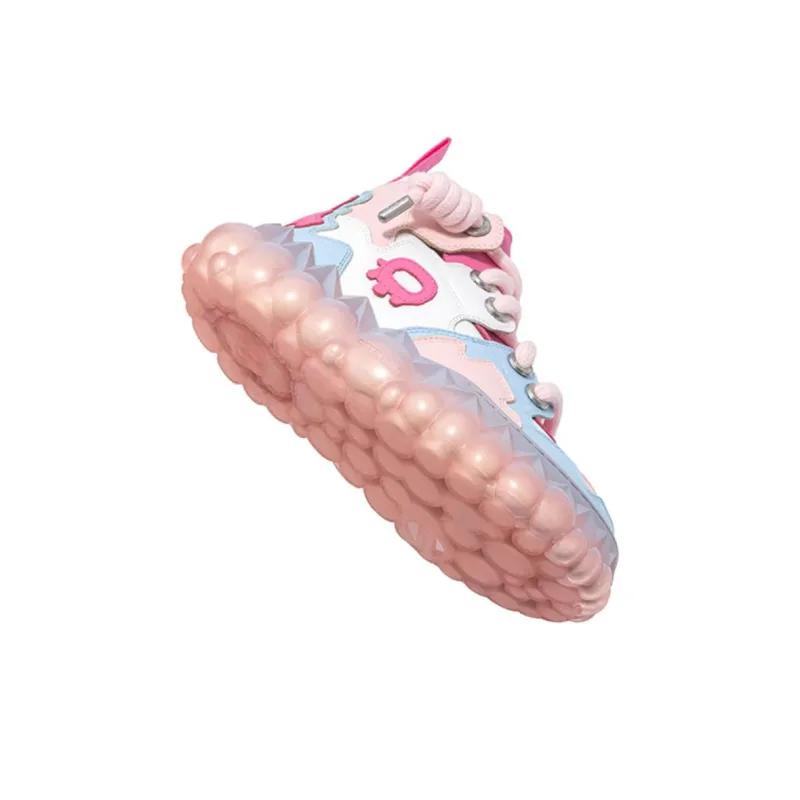 OETZI High Top Casual Shoes Women's Pink White-3
