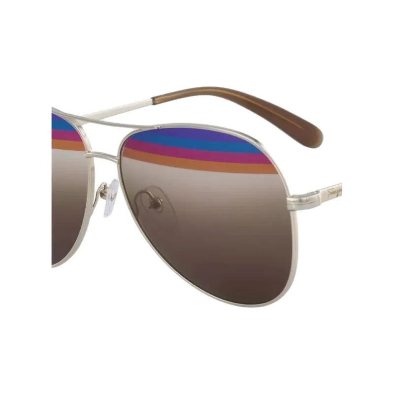 FERRAGAMO Metal Aviator Sunglasses Women's Gold-1