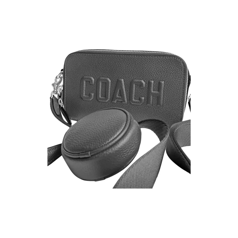 COACH Charter Polished Pebble Leather Crossbody Bag, Shoulder Bag Trumpets Men's Charcoal-1