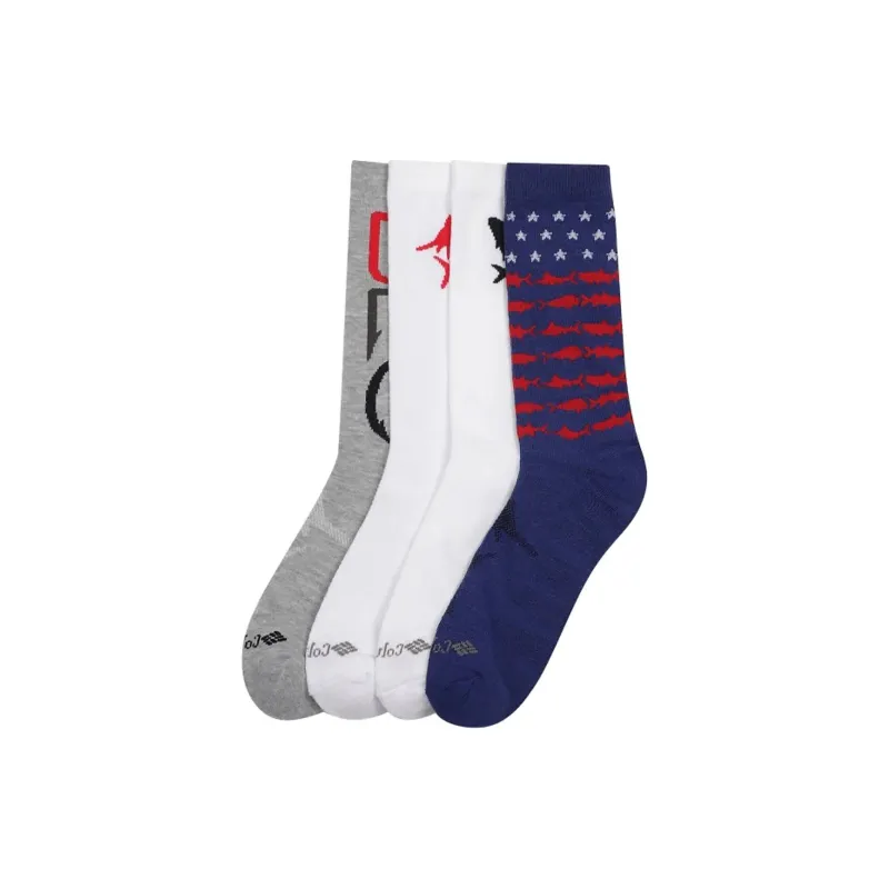 Columbia PFG Americana Mid-Calf Socks Men 4 Pack Carbon/White/Gray/White-1