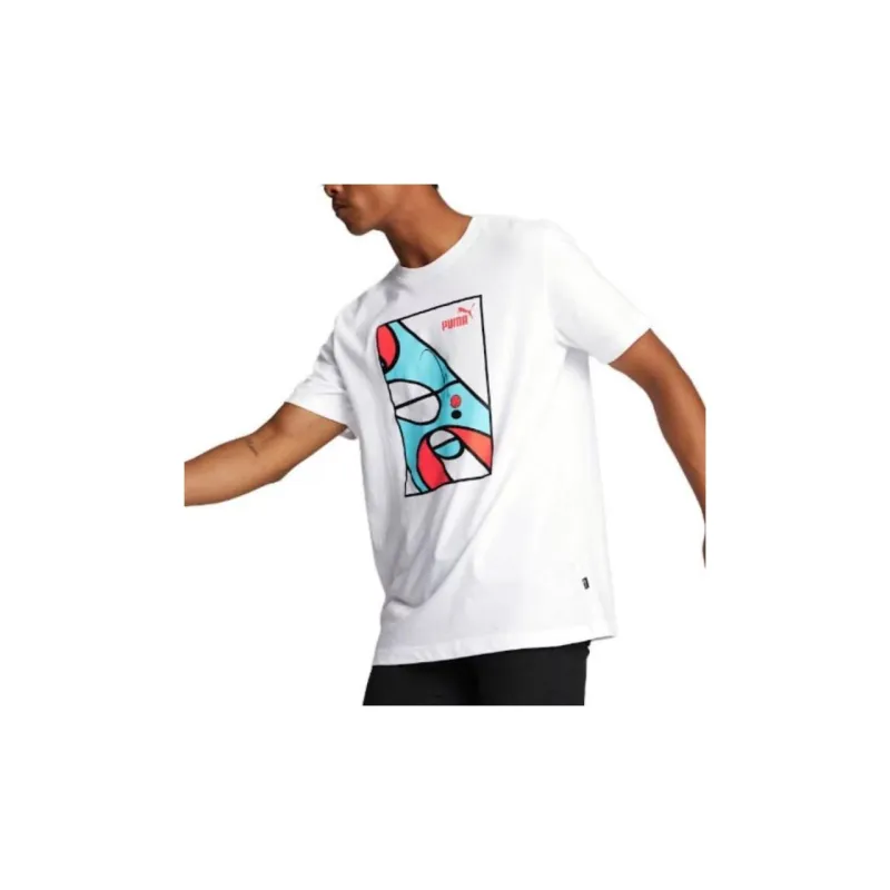 PUMA Hoops Court T-Shirts Men White-2