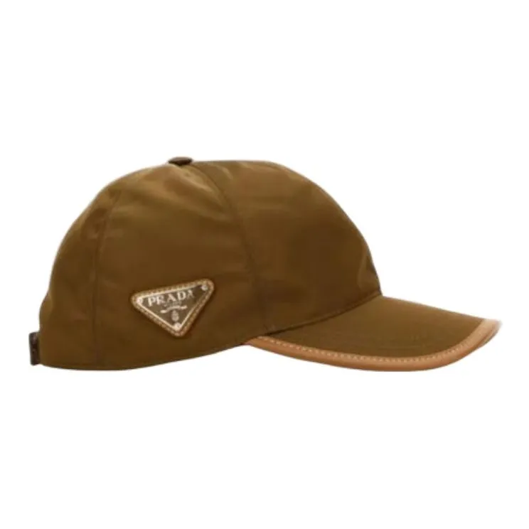 PRADA Recycled Nylon Cotton Baseball Caps Men's Brown-2