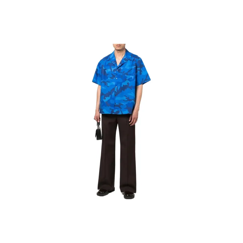 Valentino Camouflage Printed Straight Hem Shirt-1