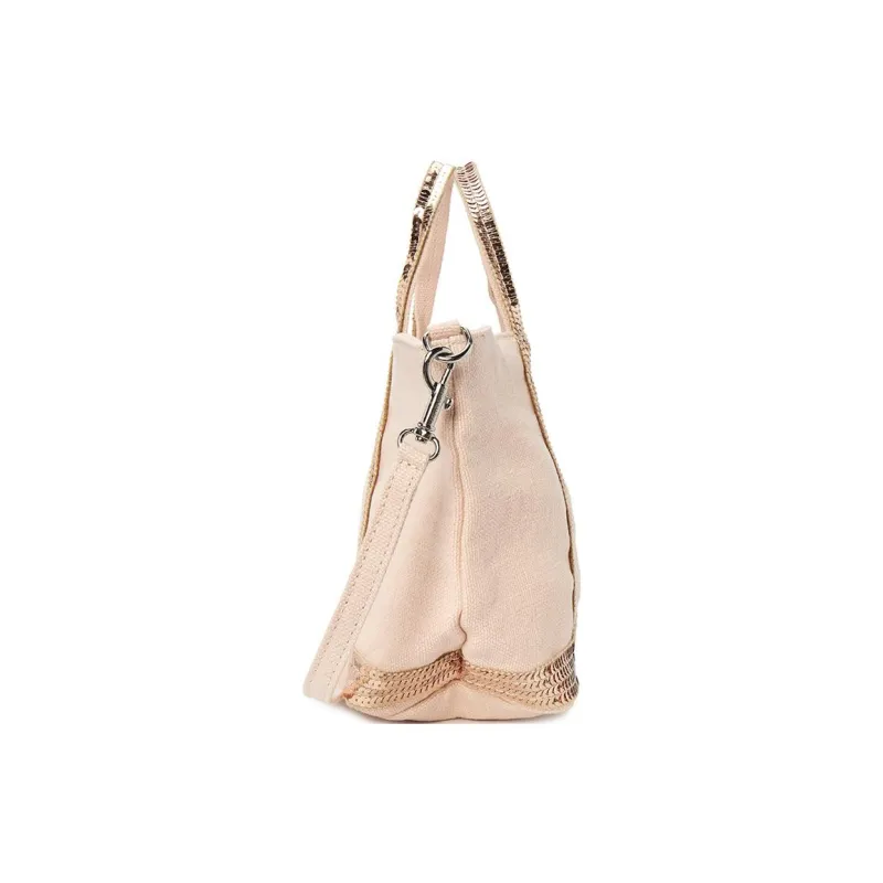 Vanessa Bruno Linen Tote Bag, Shopping Bag, Portable Crossbody Bag, Shoulder Bag Women's Pink-2