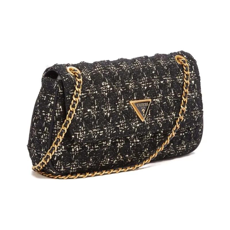GUESS Tweed Shoulder Bag Crossbody Bag Women's Black-1