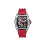 Transparent Case Red Dial Red Rubber Strap