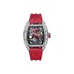 Transparent Case Red Dial Red Rubber Strap