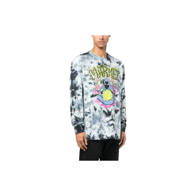 Market Smiley Grim Reaper Long Sleeve Tee 'Black Gray Tie Dye'-2