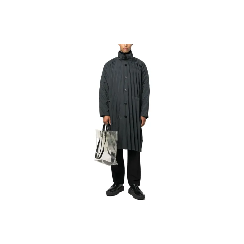 Homme Plissé Issey Miyake Trench Coats Men Black-1