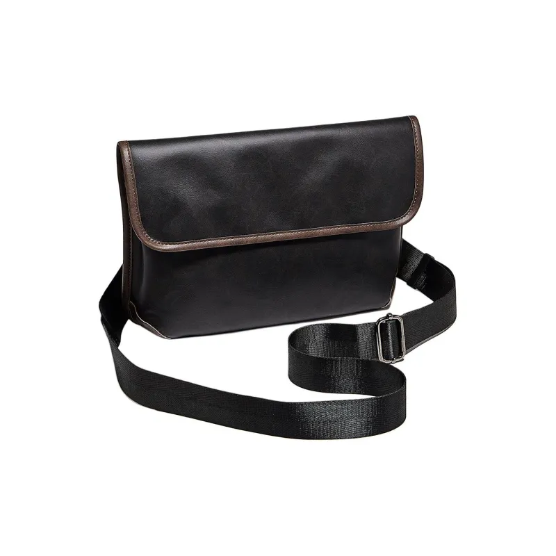 Marino Orlandi Synthetic Leather Shoulder Bag Crossbody Messenger Bag Medium Size Unisex Black/Coffee-2