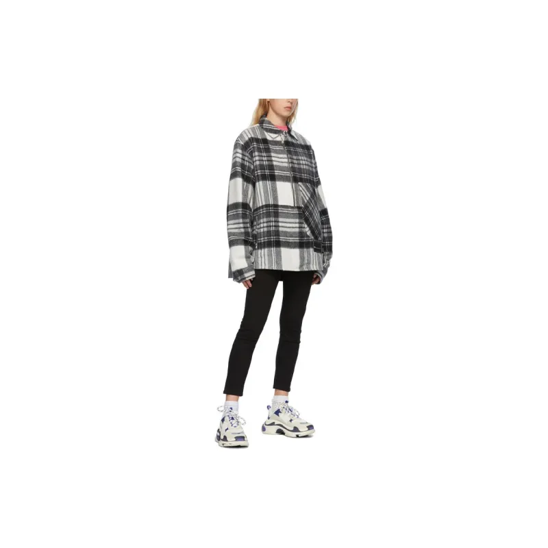 WE11DONE Half zip Plaid Wool Shirt-8