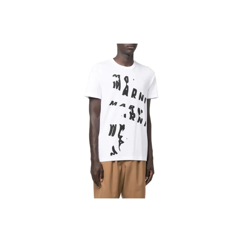 MARNI Deconstructed Logo Cotton T shirt-2