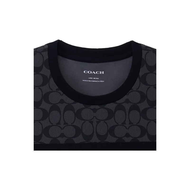 COACH SS22 Men Patchwork Short Sleeve T shirt Black-2