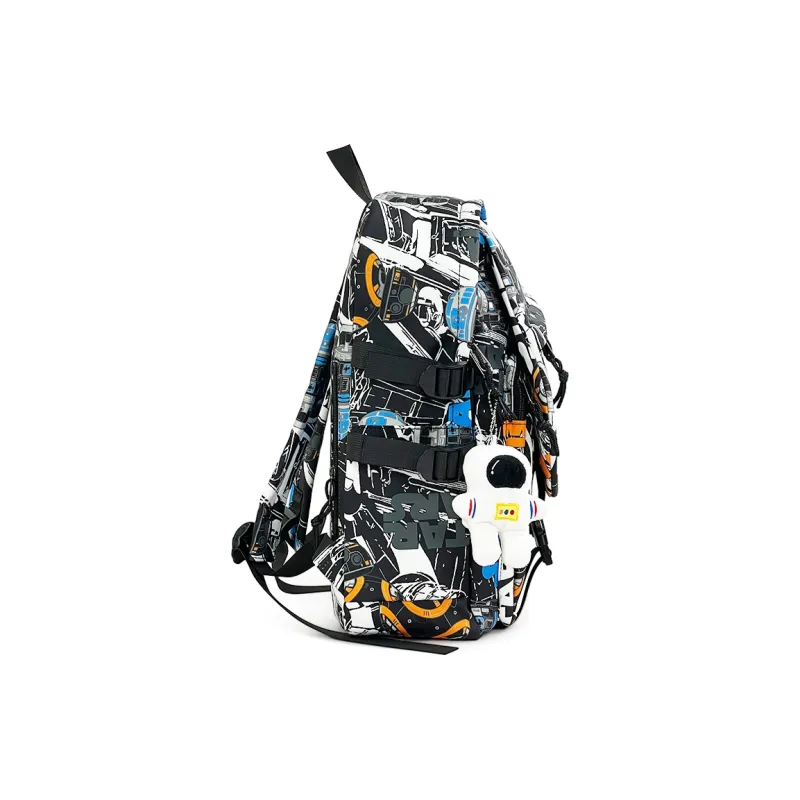 SURELAPTOP Nylon Backpack Unisex Black/Blue & White/Orange & White-24