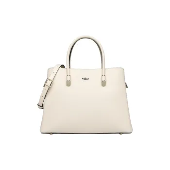 GOLDLION Split Cow Leather With Synthetic Leather Shoulder Bag, Crossbody Bag, Handbag Tubas Women's Ecru