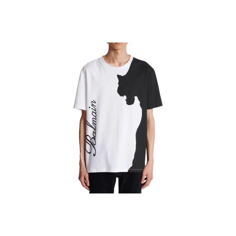 BALMAIN Tiger Print Short-Sleeved T-Shirt T-Shirt Men's White-4