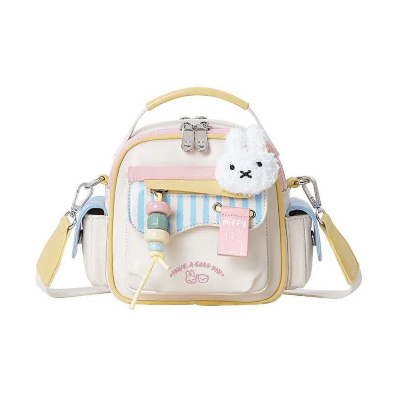 Miffy Synthetic Leather Shoulder Bag Crossbody Bag Small Size Women's White Pink-1