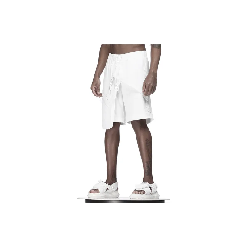 NORVINCY Urban Techwear Elastic String 3D Effect Patch Pocket Cargo Shorts Unisex-9
