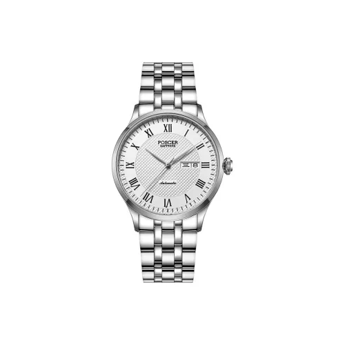 POSCER Vintage Inspired Mechanical Movement Watch Men's Watches White Dial
