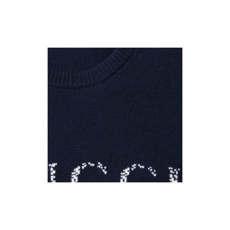 GUCCI Logo Intarsia Crewneck Knit Sweater-4
